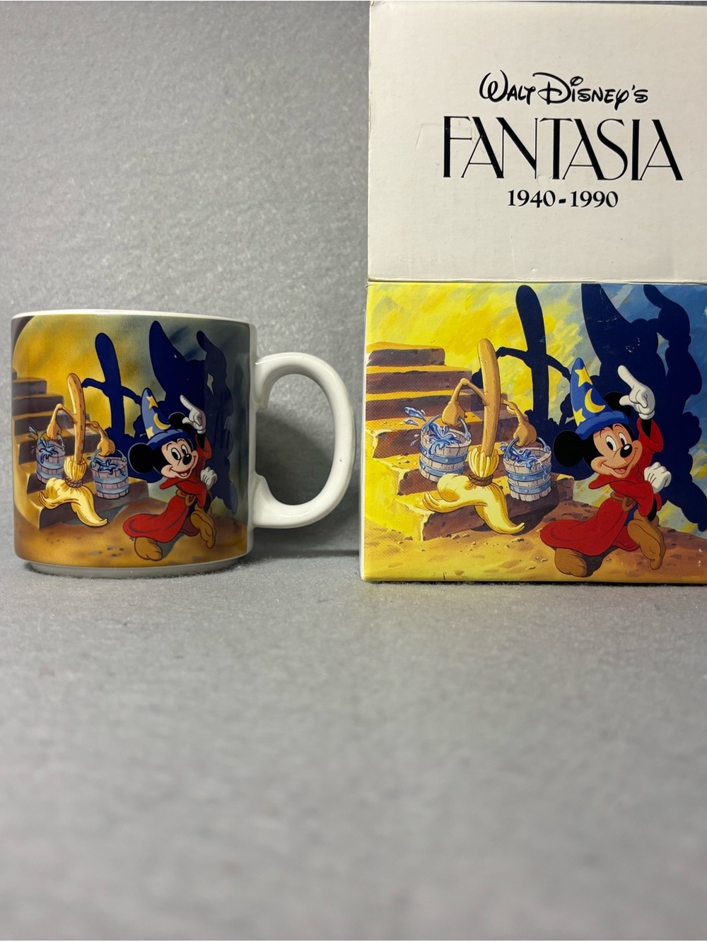 FANTASIA MUG Vintage Walt Disney's 1940-1990 Coffee Cup  Original Box free ship